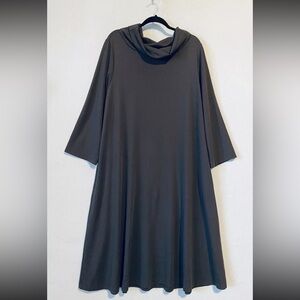 Bryn Walker Dress Womens Medium Gray Cowl Neck Midi Pockets Lagenlook Boxy